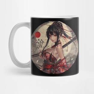 Japanese Samurai Girl Round Mug